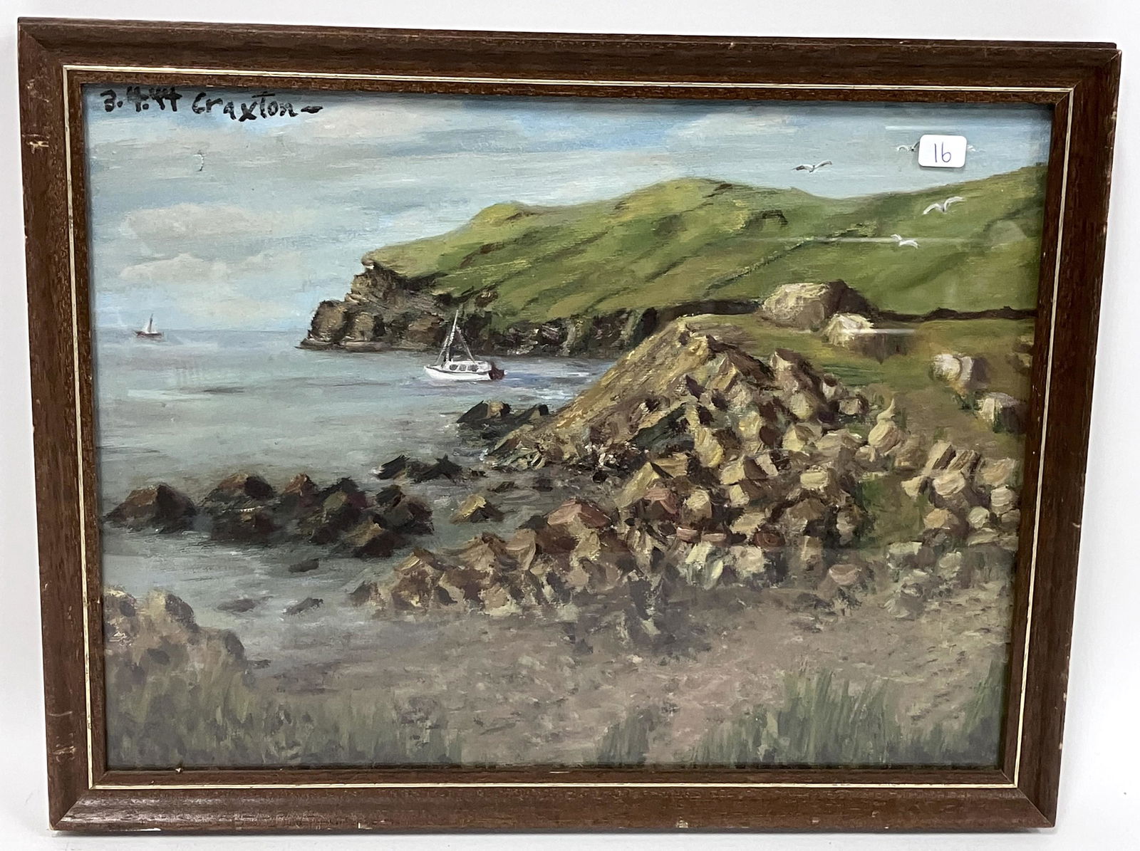 John Craxton. Oil. Boats in a Bay.Signed (1 of 3)