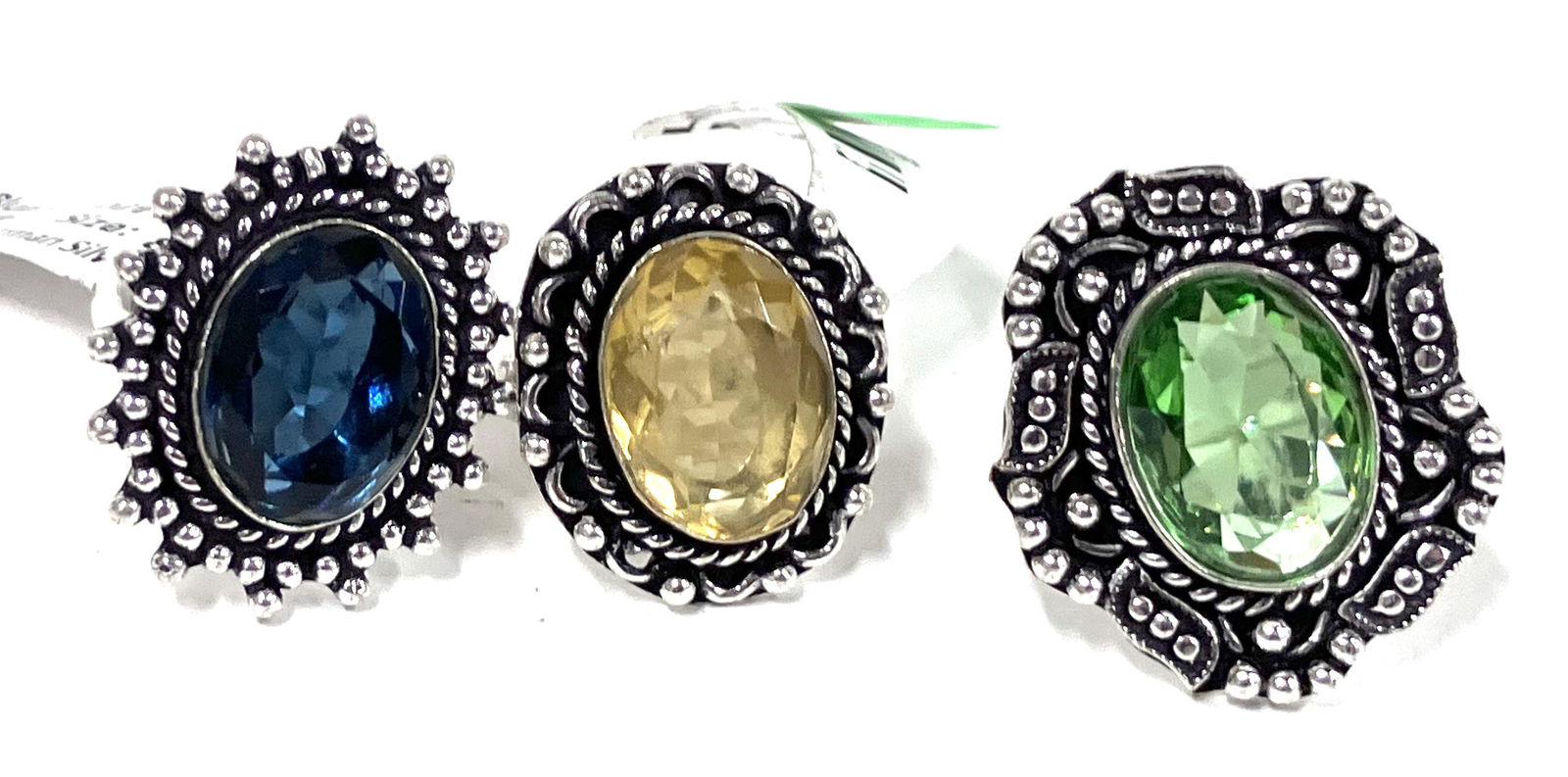 German Silver Gemstone Rings (3) (1 of 2)