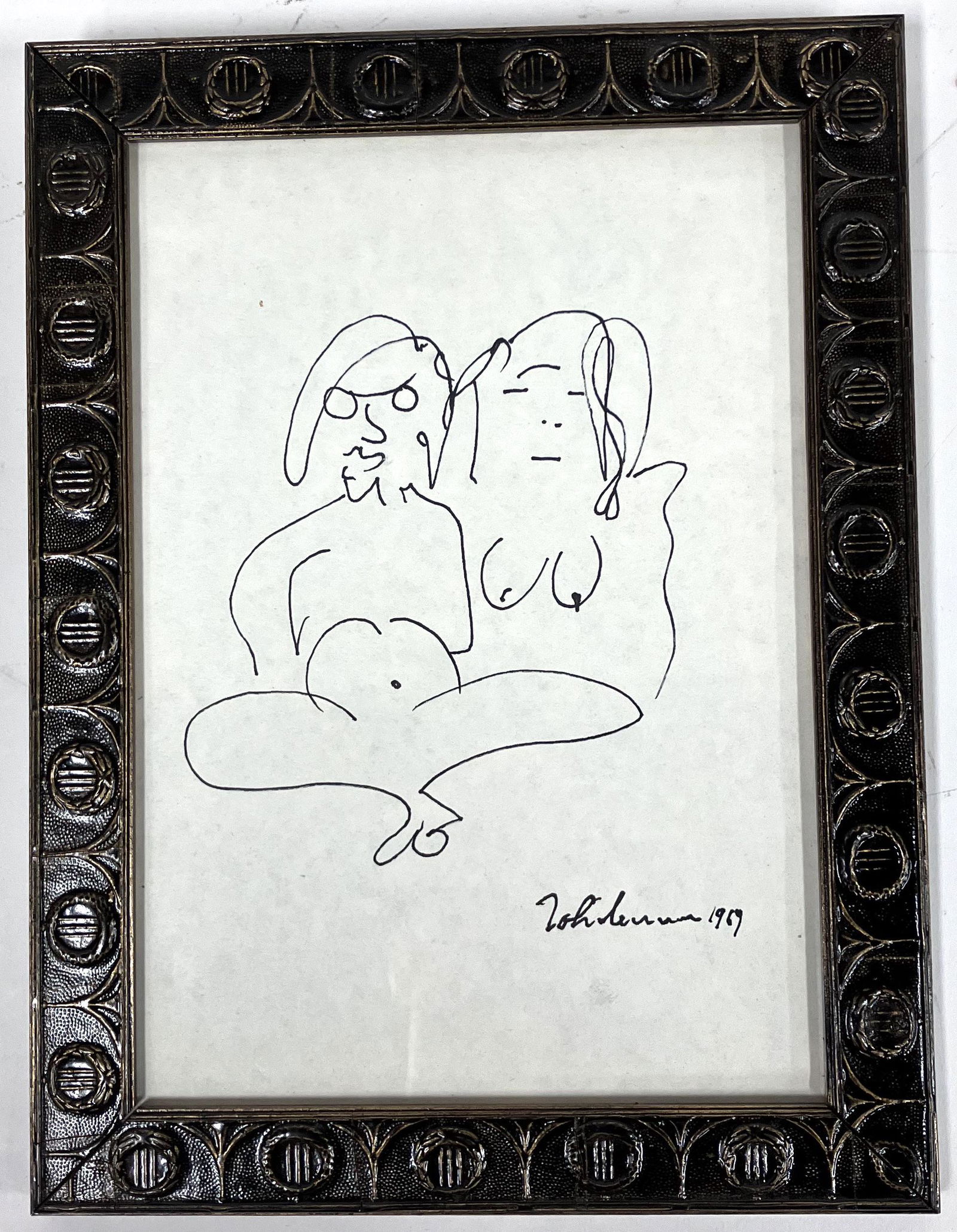 John Lennon "John & Yoko" Drawing Signed (1 of 3)