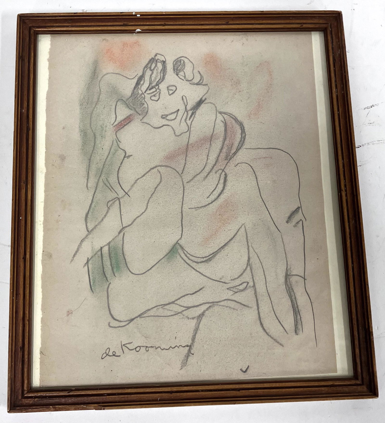 De Kooning. Mixed Media Drawing. Seated Woman, Signed (1 of 5)