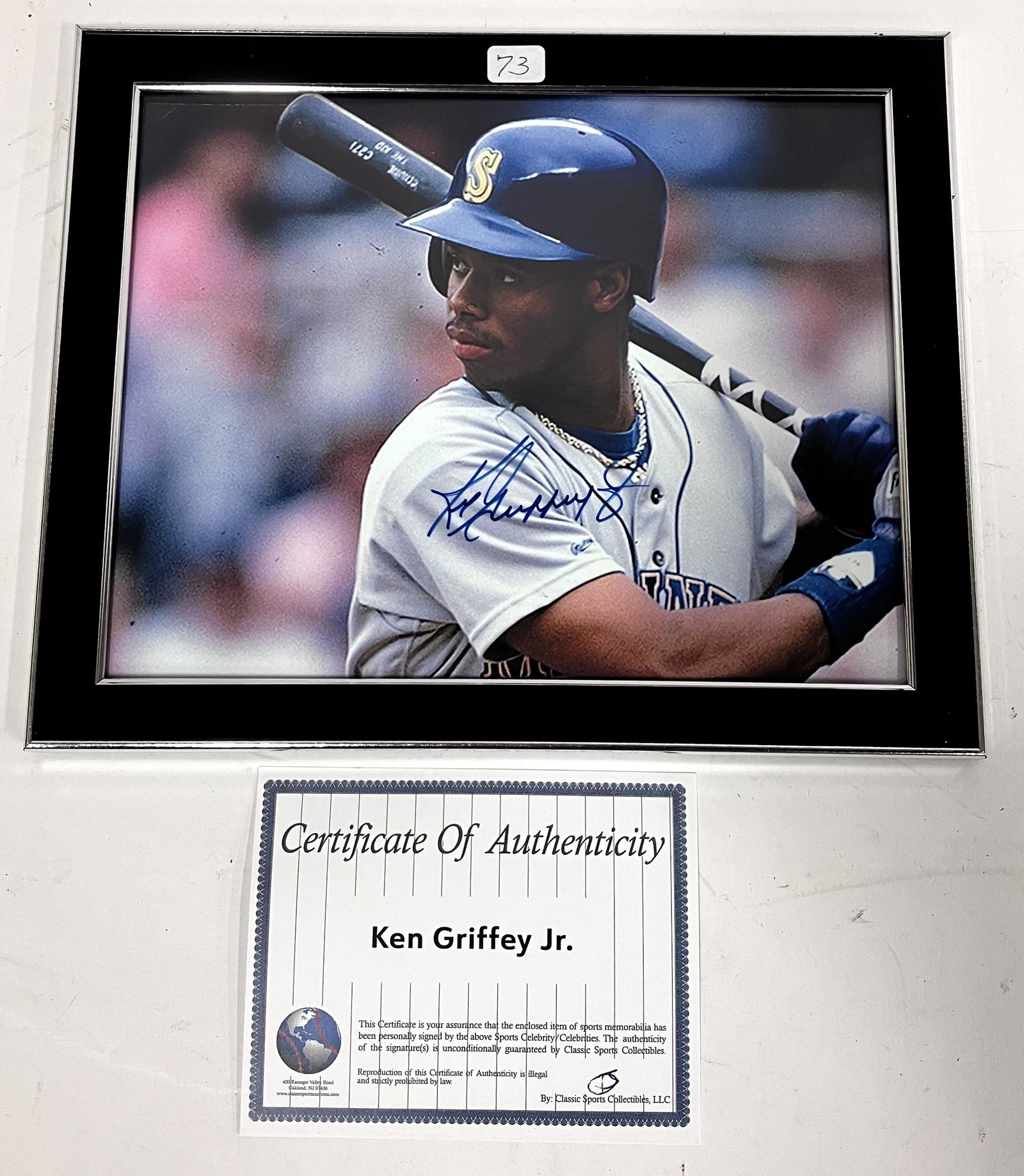 Ken Griffey Jr. Photograph. Signed: Framed 8 x 10