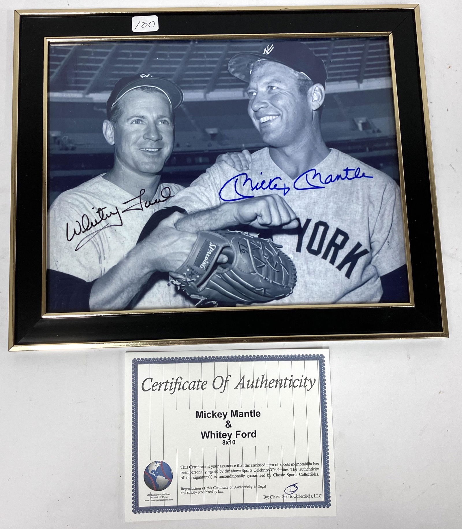 Mickey Mantle/Whitey Ford Photo Sgd.: Framed. 8 x 10