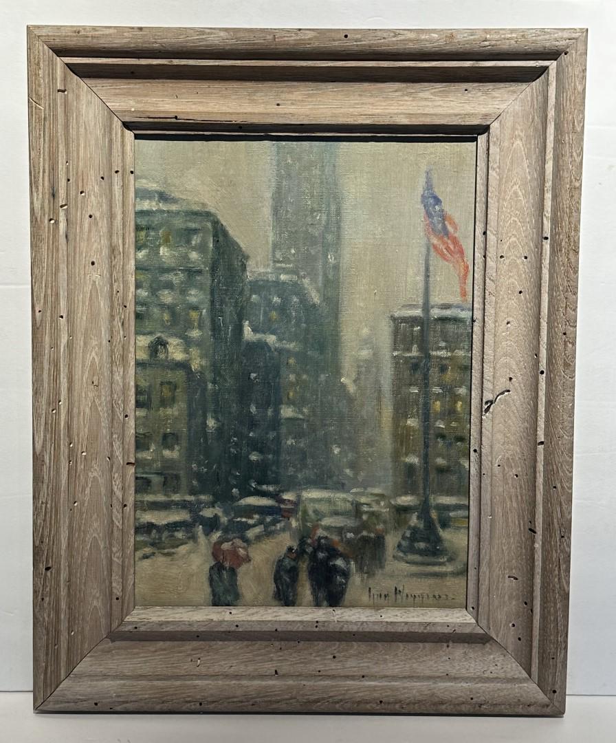 Guy Wiggins; American Oil Madison Square Winter Signed (1 of 6)