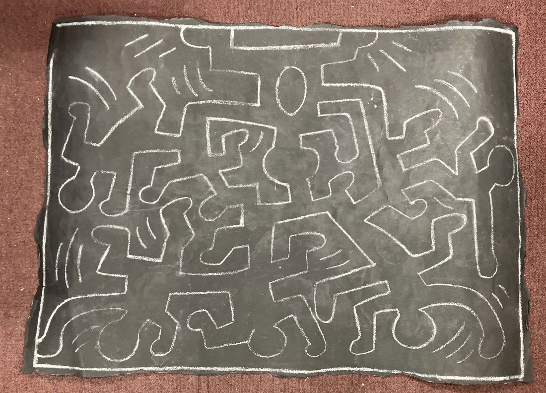 Keith Haring Chalk Drawing: Size 27"H x 38"W