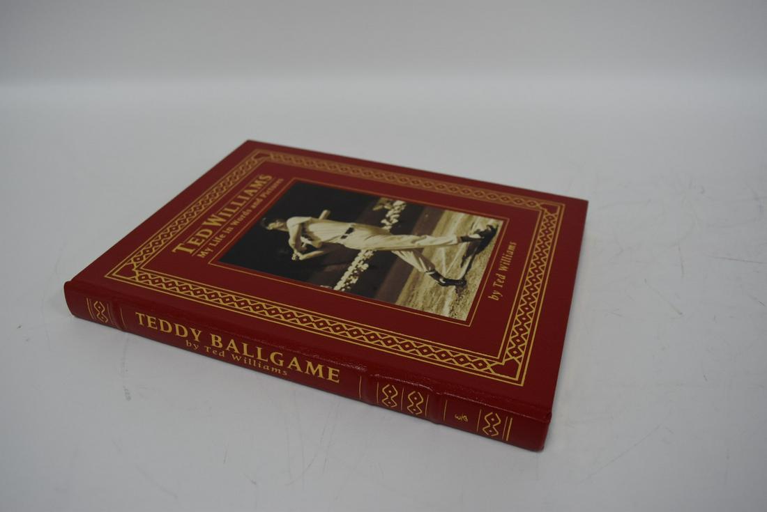 Teddy Ballgame by Ted Williams; Easton Press: Red leather bound, 2002. Most books in this collection are in Unused Condition. Some have minor flaws from sitting on book shelves that we'll show when photographing if significant enough.