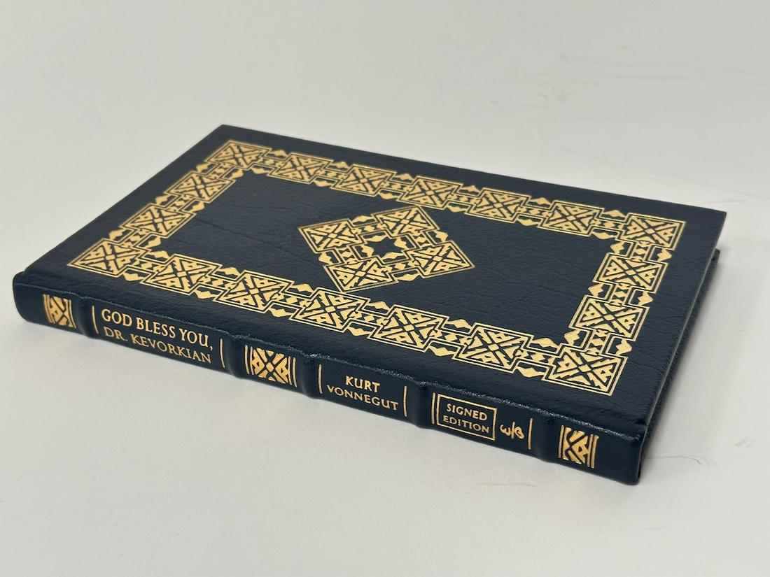 God Bless You, Dr. Kevorkian, Kurt Vonnegut - Sgd. Edition; Easton Press: Green leather bound, 2000. Most books in this collection are in Unused Condition. Some have minor flaws from sitting on book shelves that we'll show when photographing if significant enough.
