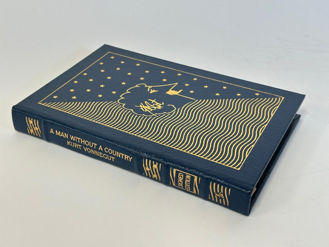 A Man Without A Country, Kurt Vonnegut - Sgd. Edition; Easton Press: Blue leather bound, 1979. Most books in this collection are in Unused Condition. Some have minor flaws from sitting on book shelves that we'll show when photographing if significant enough.