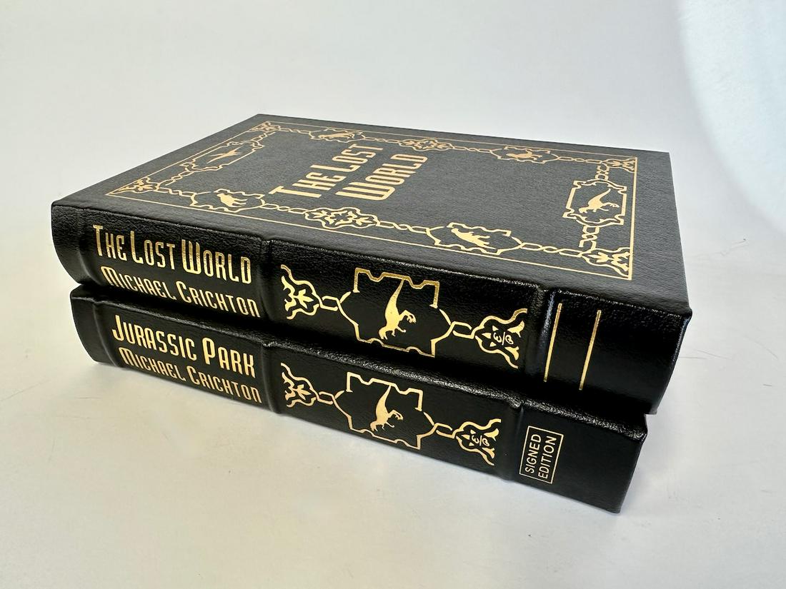 Jurassic Park, Michael Crichton - Sgd. Edition and The Lost World, Unsigned; Easton Press (1 of 2)