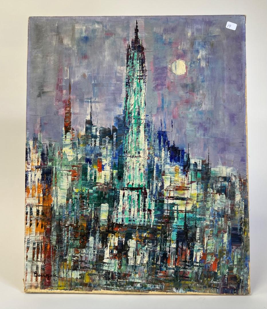 19th C. Oil Painting. NYC Empire State Bldg. (1 of 2)