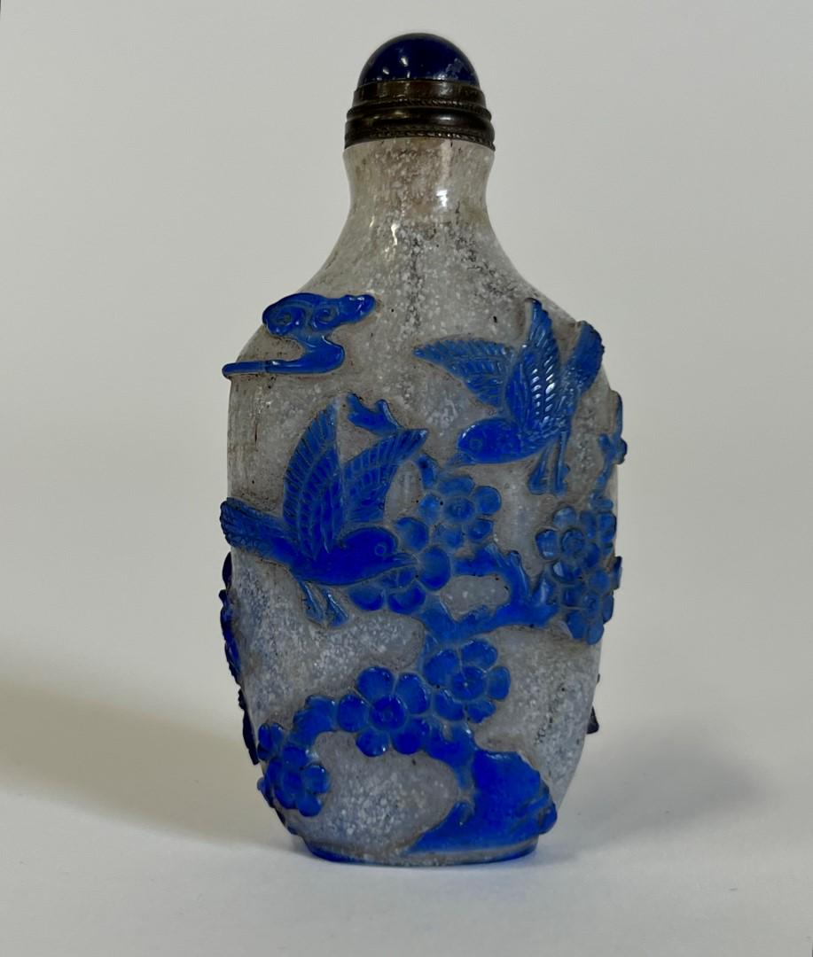 Antique  Cut Back Peking Glass Snuff Bottle (1 of 2)