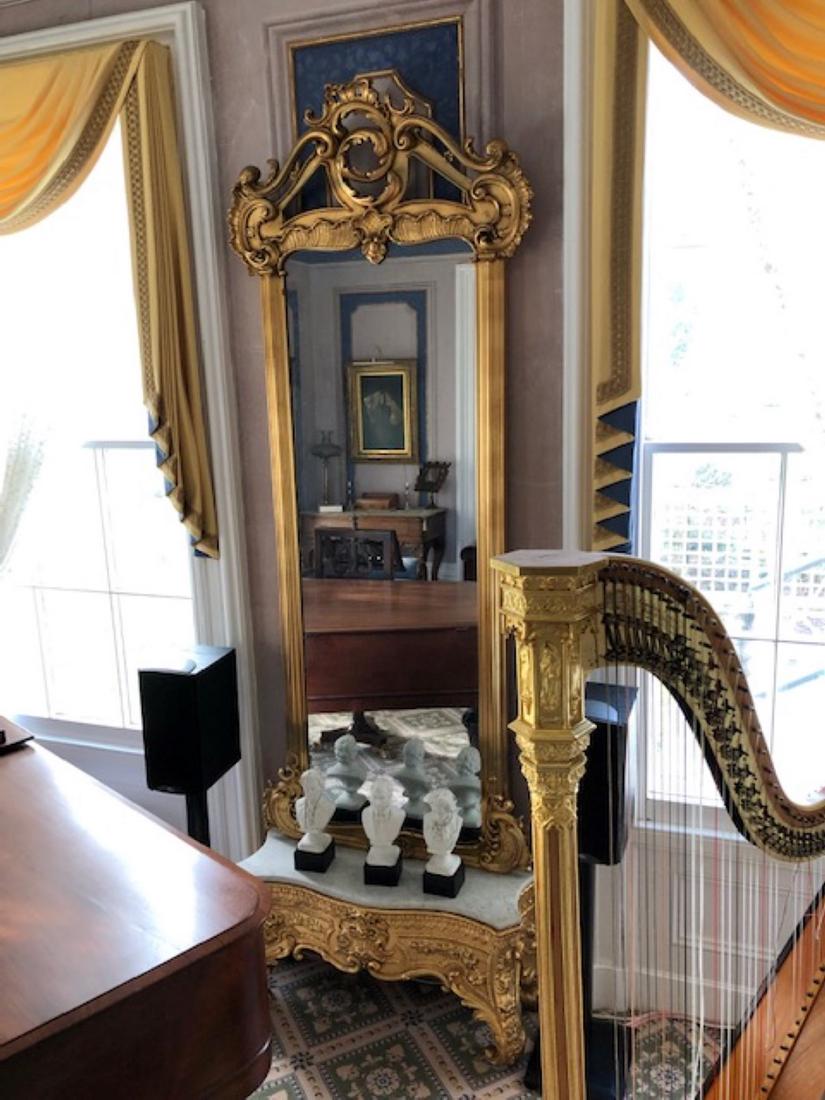 Ornate Louis Style Gilt Carved Mirror and Marble Topped Table (1 of 1)