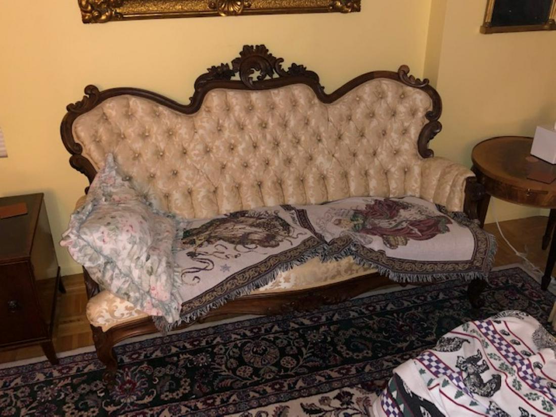 Victorian Walnut Button Tufted Settee (1 of 1)