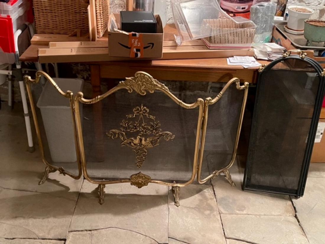Ornate French Brass 19th C. Fireplace Screen (1 of 1)