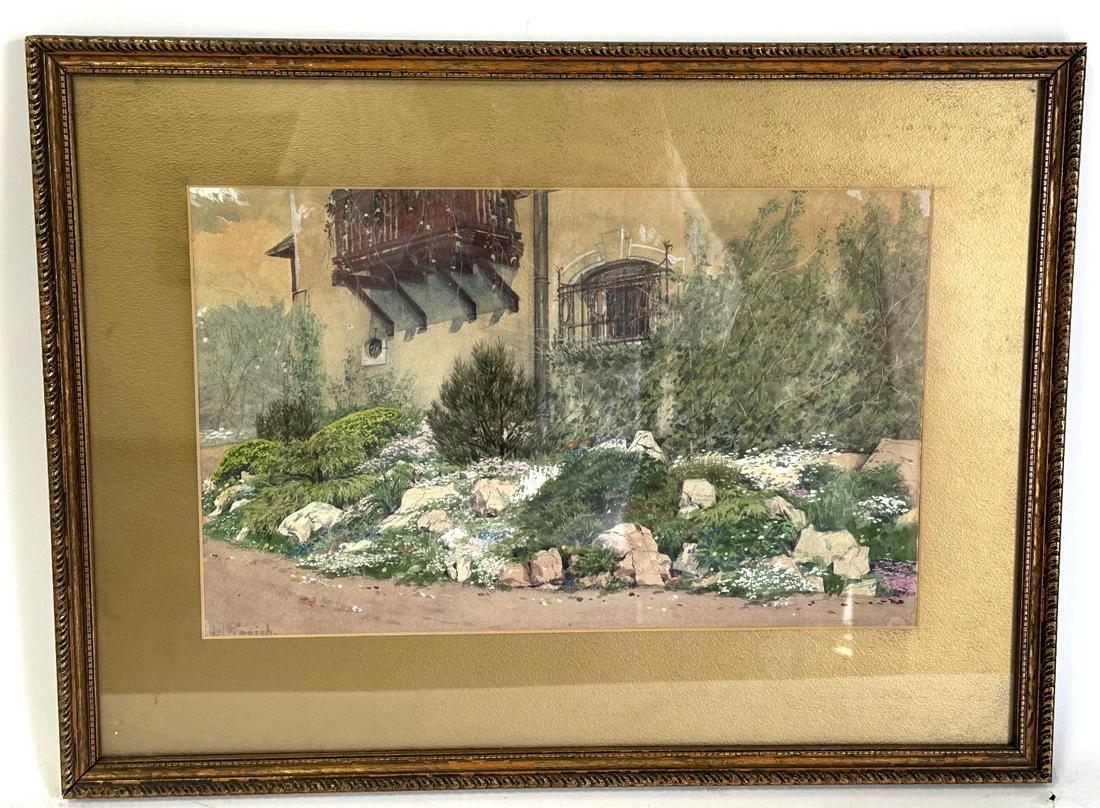 Carl Pippich; Austrian Watercolor - A Vienesse Garden Signed (1 of 4)