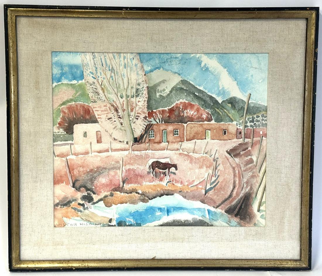 Victor Higgins; 20thC. American Watercolor El Sangre de Cristo Mountains Signed (1 of 8)