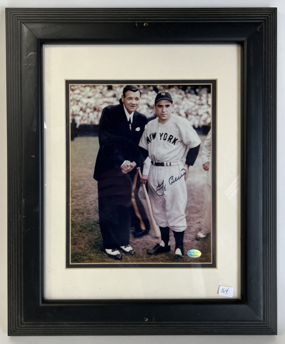 Iconic Baseball Photo. Babe Ruth. Yogi Berra (Sgd.) (1 of 2)