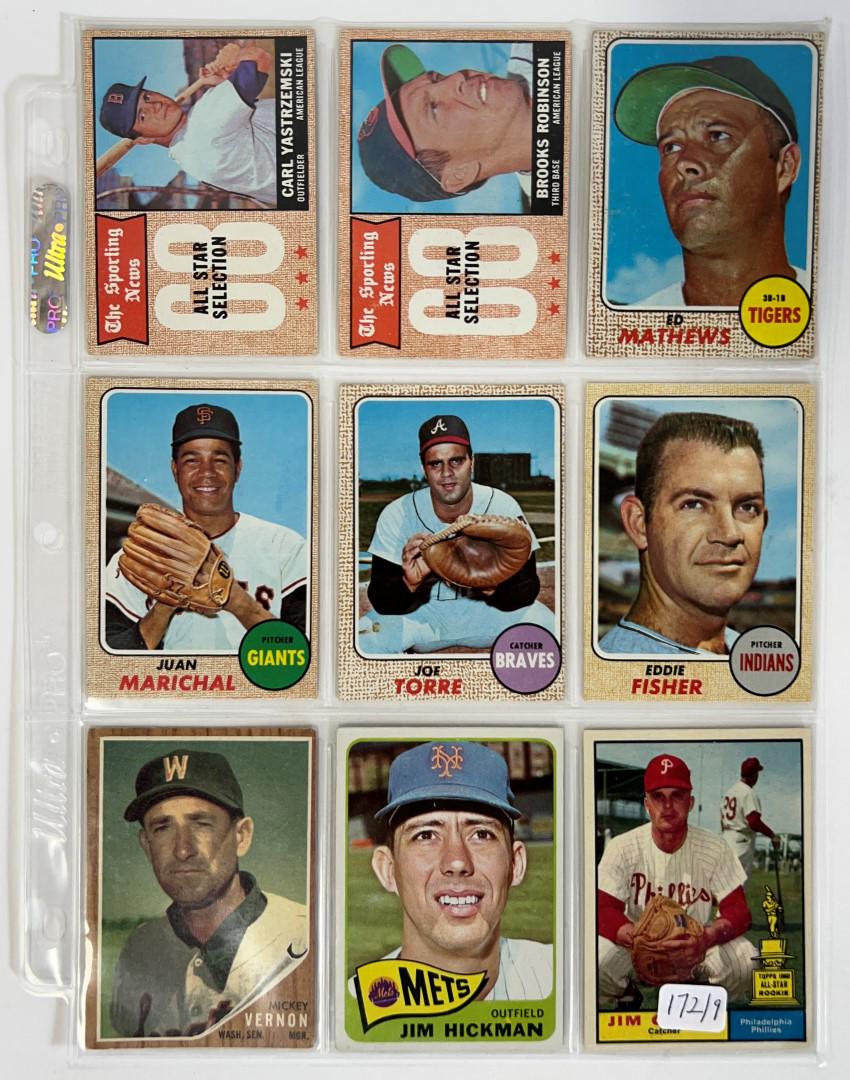1961-1968 Topps Baseball Cards. Lot of 9 (1 of 1)