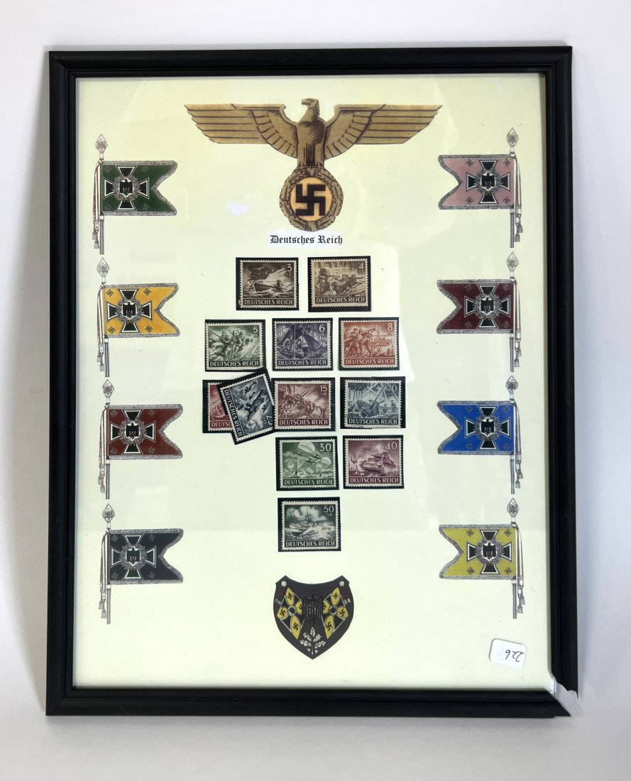 Framed Set Of Third Reich Stamps Auction