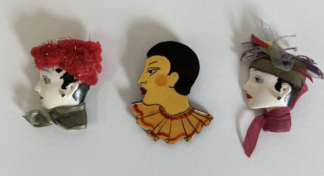 West German Lacquerware Art Deco Brooch & 2 Others. (1 of 1)