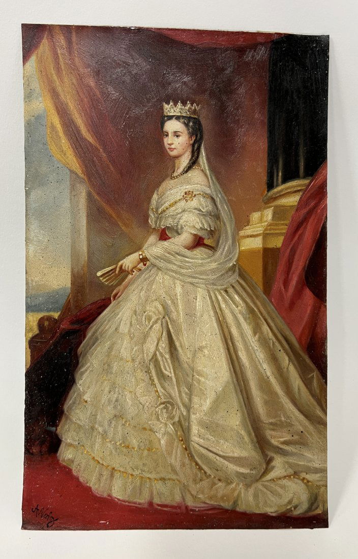 A. Voig. 18th C.  Oil on Copper.  Young Queen. Sgd. (1 of 7)