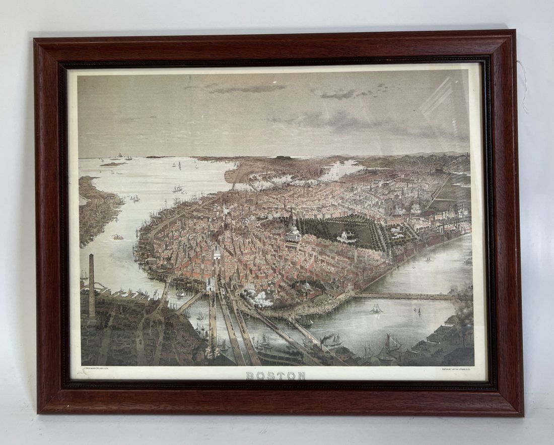 Print  of Boston after J. Bachmann  1877 Litho (1 of 2)