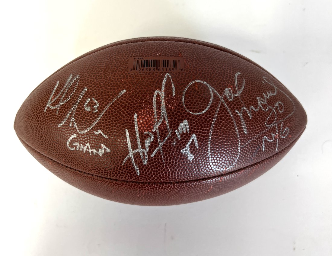 1984-1986 Giants Football Signed by Karl Nelson: Several signatures including Karl Nelson and others which were indiscernible. As photographed. Karl Nelson was a member of the 1986 Super Bowl Team