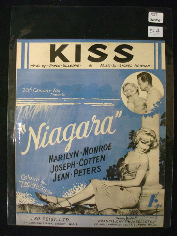 MARILYN MONROE SHEET MUSIC BRITISH: Niagra (Kiss) 1952