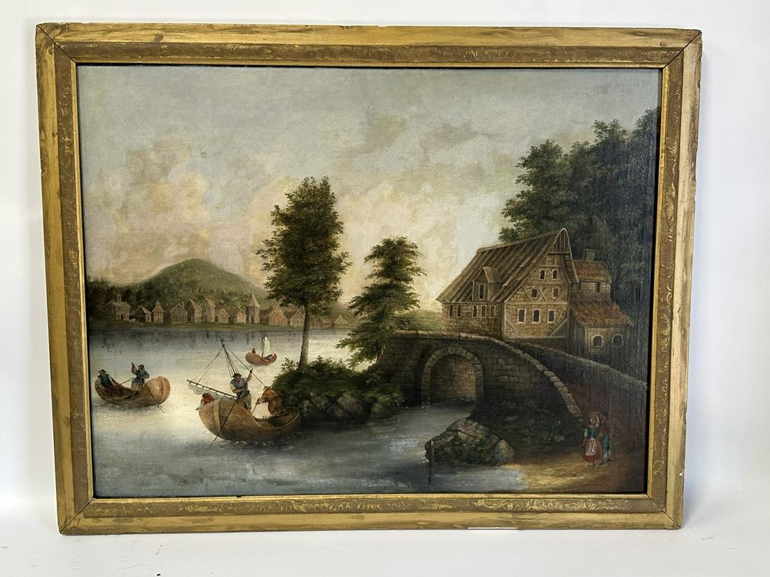 M. Heywood Shummway; Early 19thC. Oil River Scene (1 of 6)