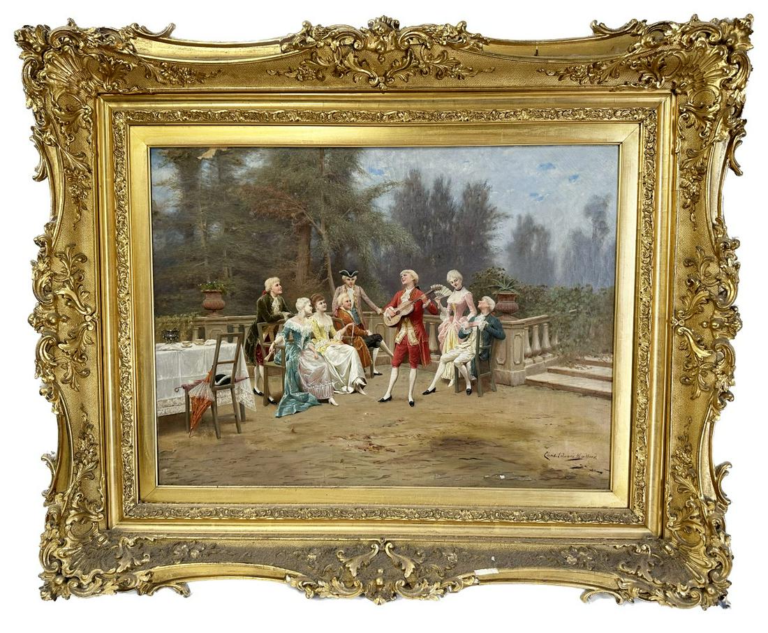 Charles Eduard Maillard; French Oil Garden Party Signed (1 of 8)