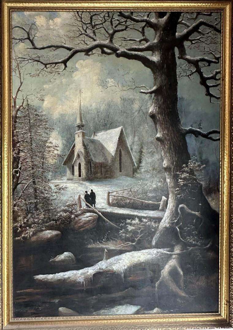19thC. American Oil Winter's Path to the Chapel (1 of 8)