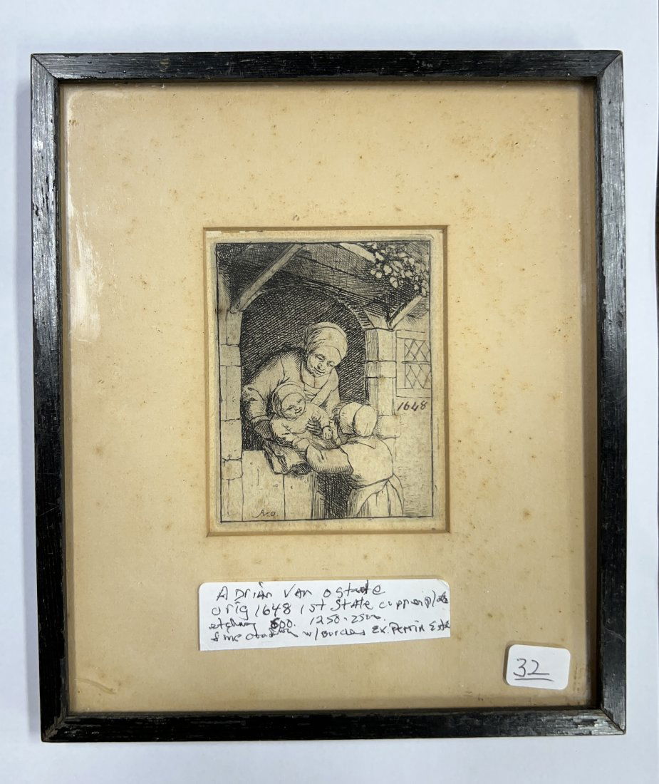 Adriaen Van Ostade. Orig. 1648 1st State Etching (1 of 4)