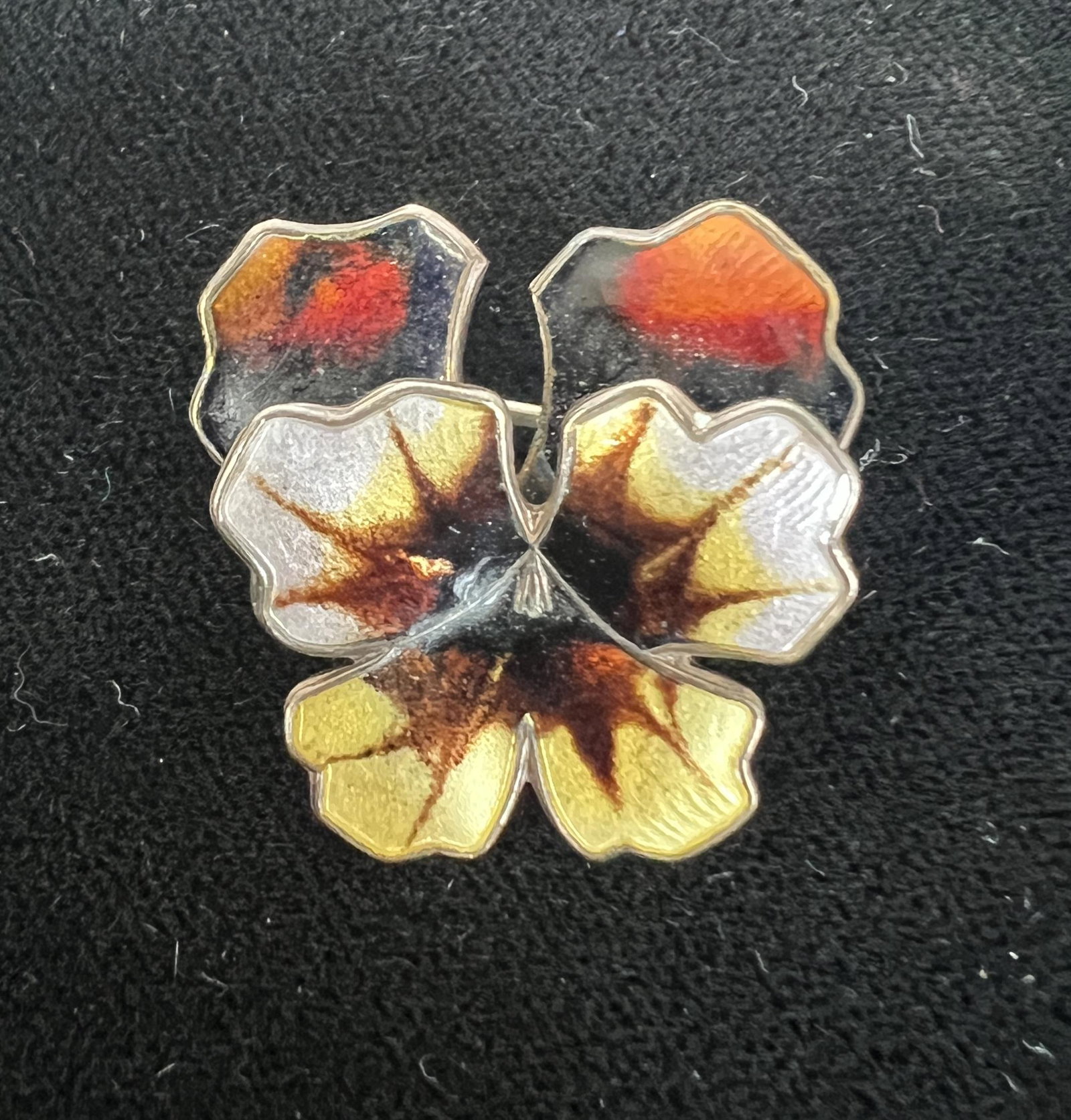 Sterling Silver Danish Enameled Pansy Pin (1 of 1)