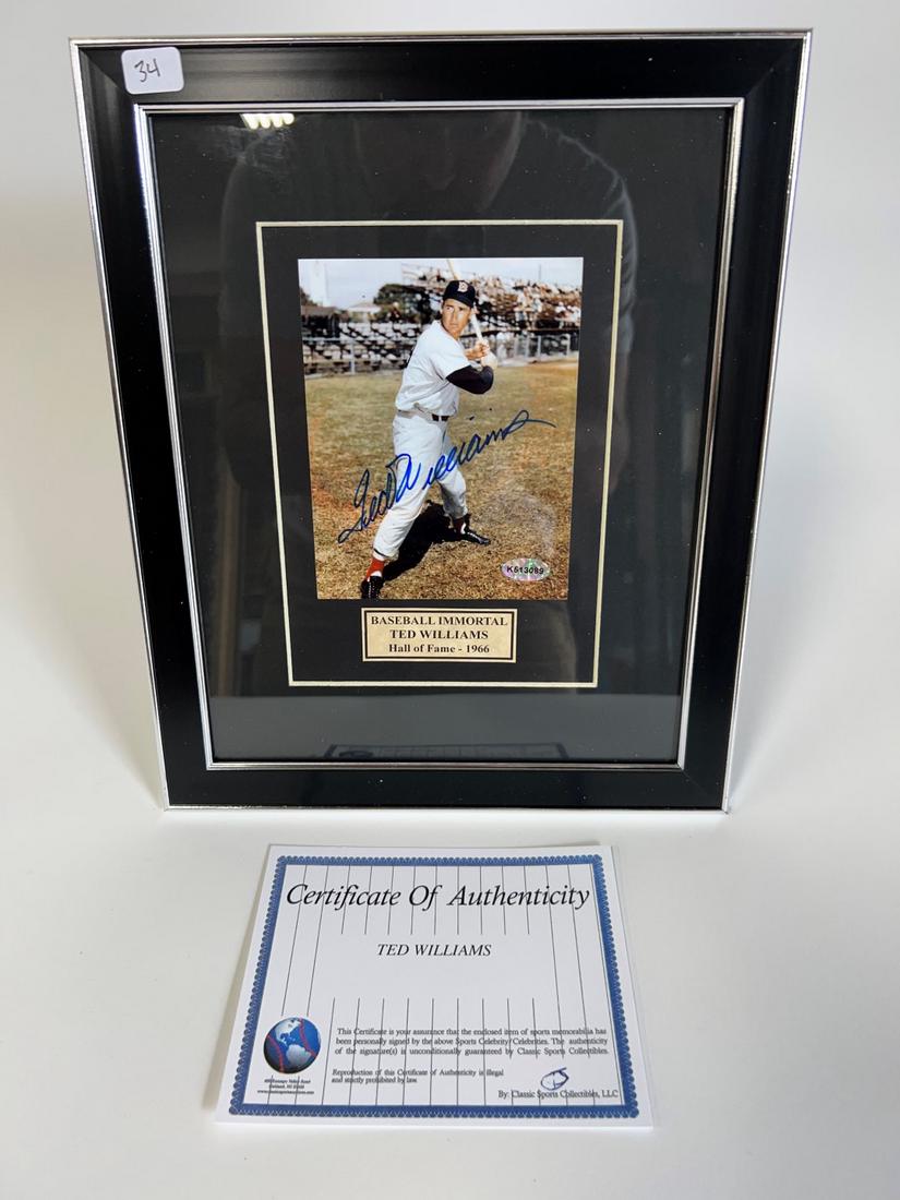 Ted Williams - Signed Photo: 8x10 Framed