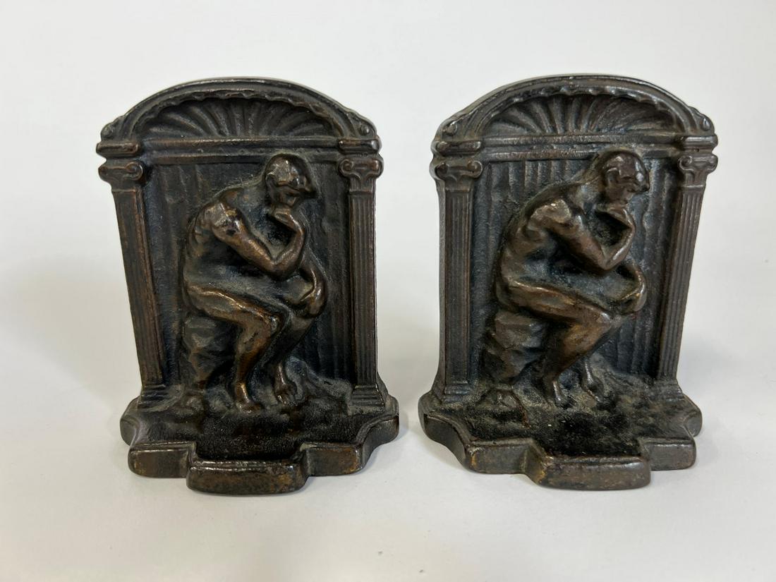 Pr. Bronze Bookends, The Thinker (1 of 2)