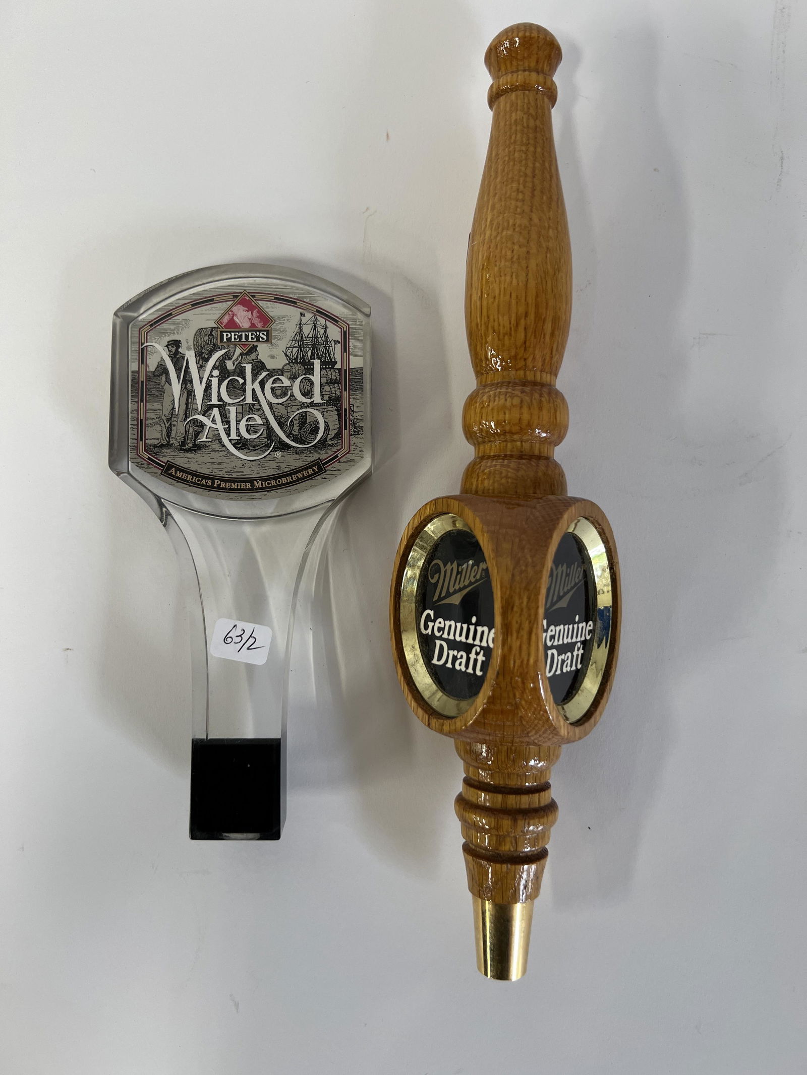 Beer Taps. Wicked Ale & Miller Genuine: Two in the lot