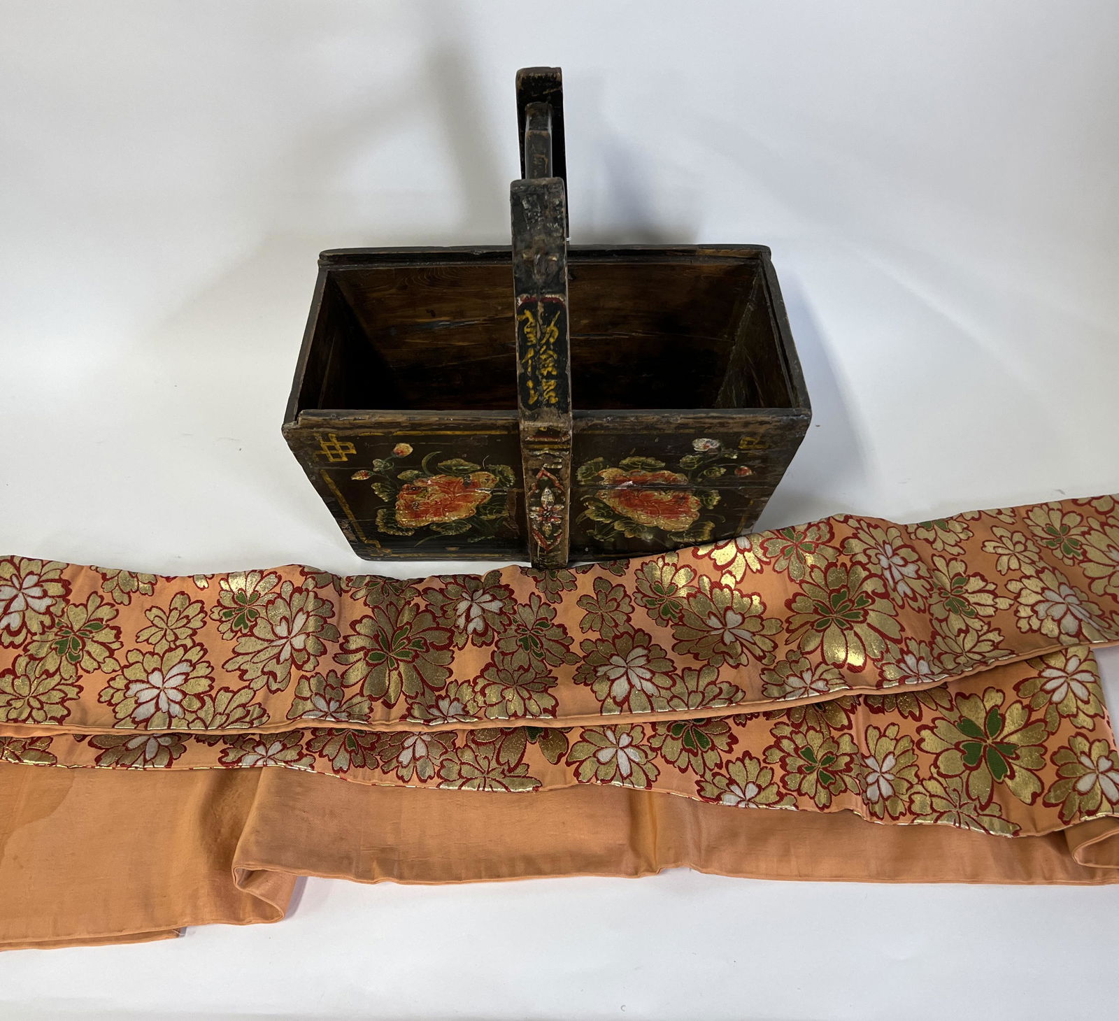 Zhejiang Provence Hardwood Basket & Japanese Silk Obi (1 of 5)
