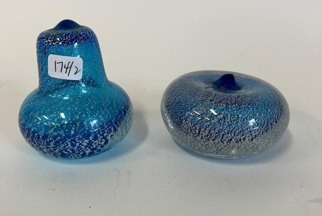 Art Glass Paperweights (2): 3 1/2"W and 3 1/2" H. Two in the lot.