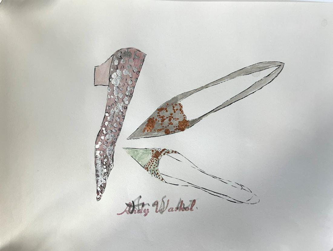 Warhol Drawing . Shoes. Signed. (1 of 2)