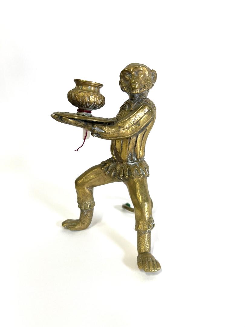 Antique Bronze Monkey Candlestick w/ Paperweight (1 of 7)