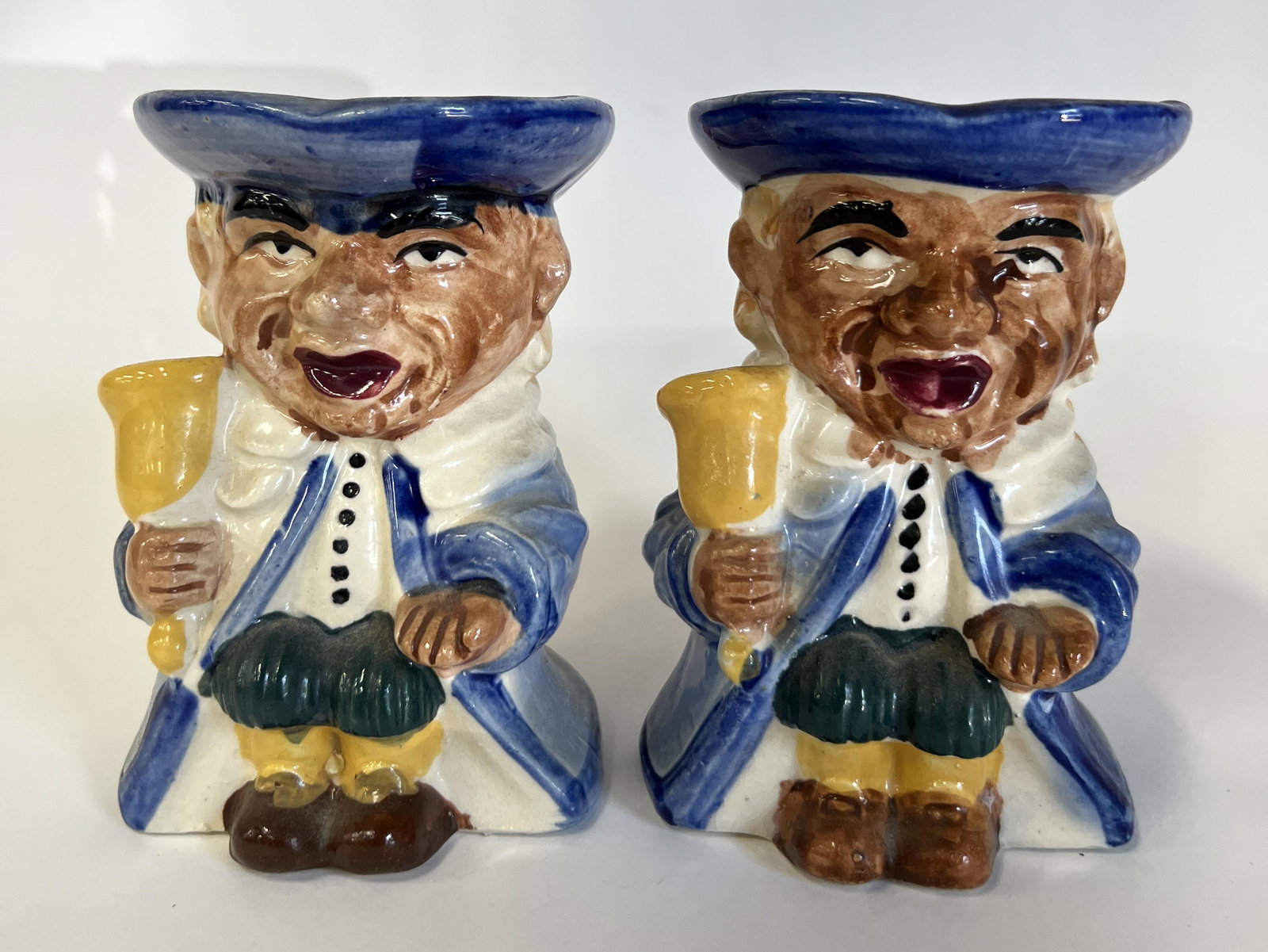 Antique Occupied Japan Toby Mugs (2): Both bell ringers. One marked Occupied Japan on the underside 5"H