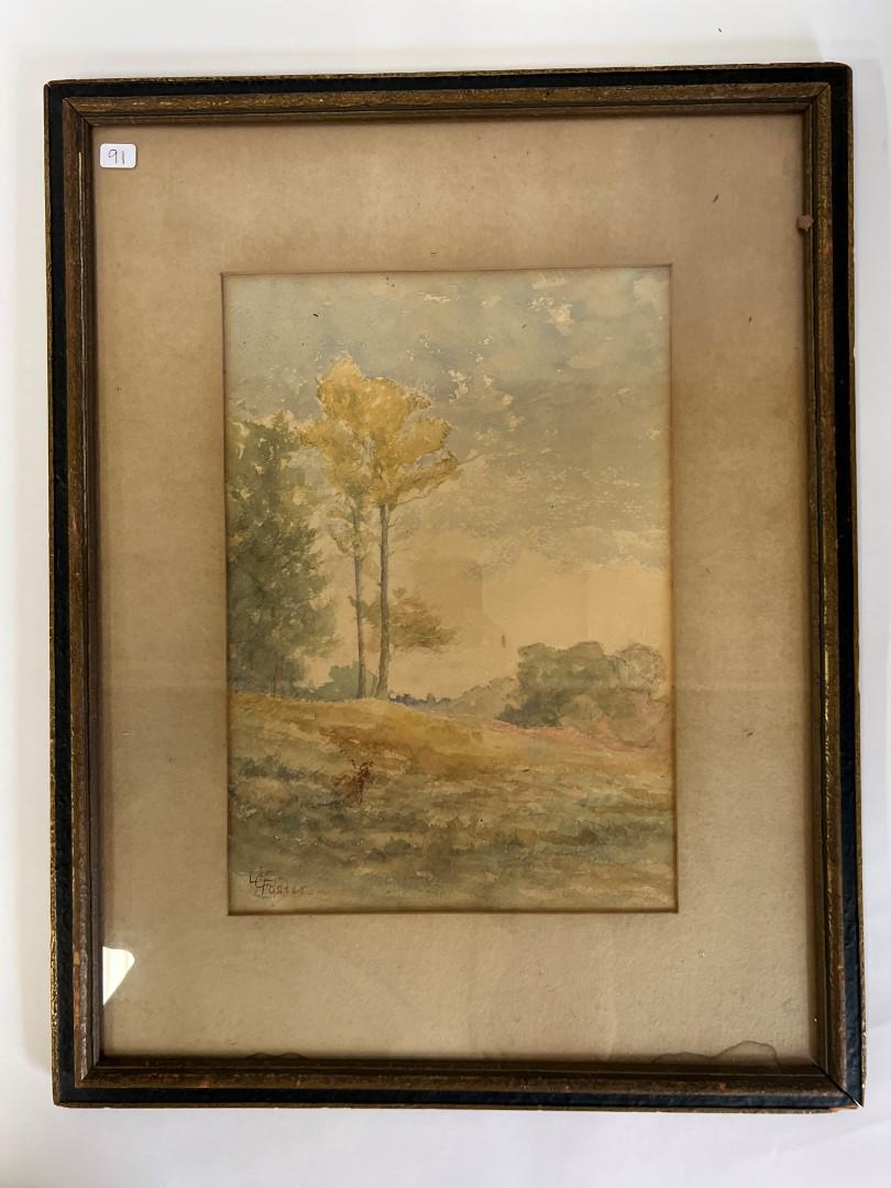 L. C. Foster (Amer. 19th C.) Watercolor Signed (1 of 3)