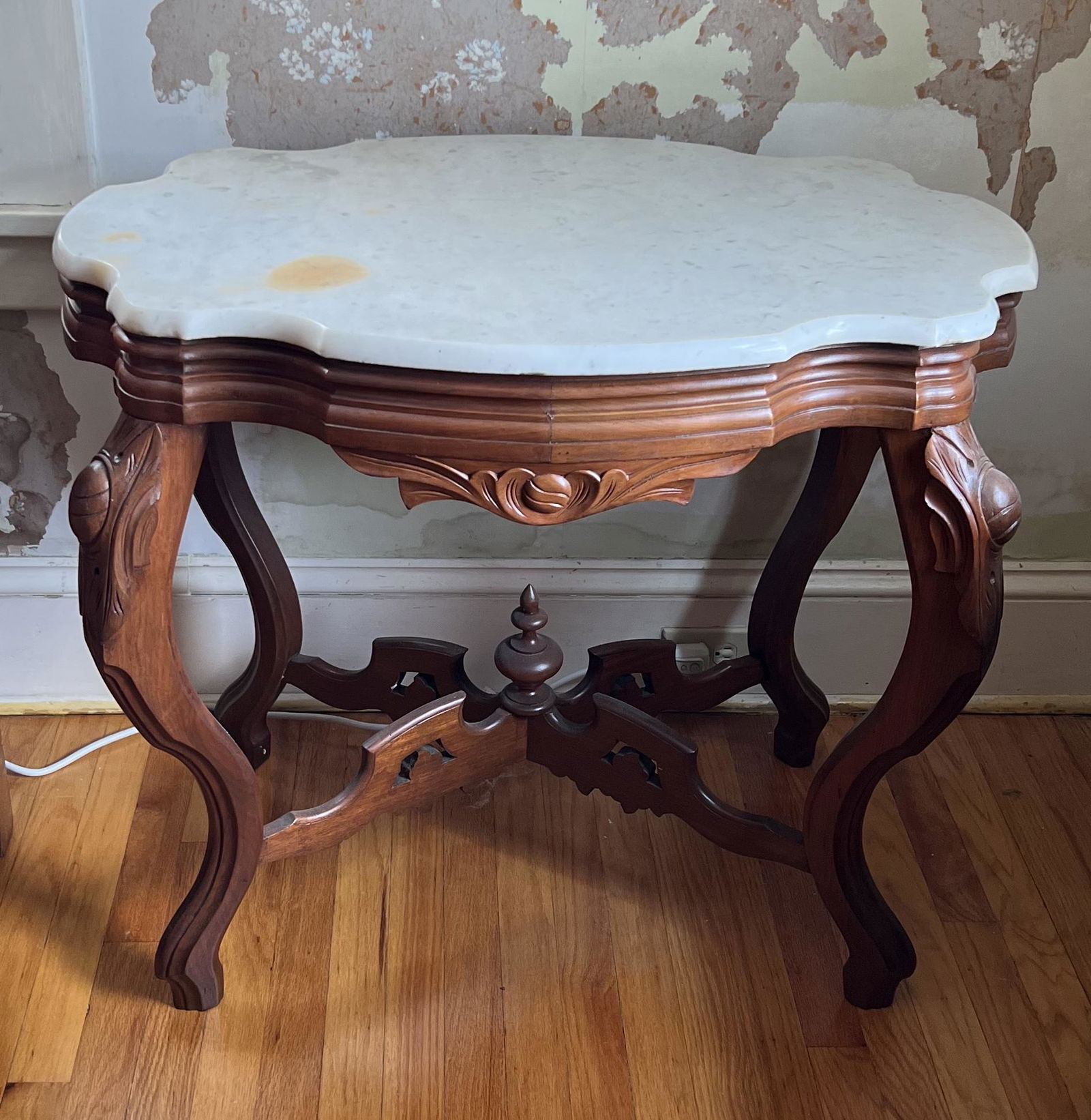 American Victorian Marble Top Walnut Table (1 of 1)