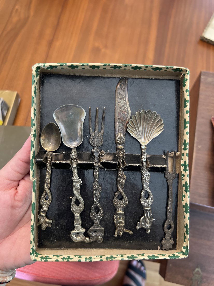 Ornate Italian Silver Figural Servers (6) (1 of 1)