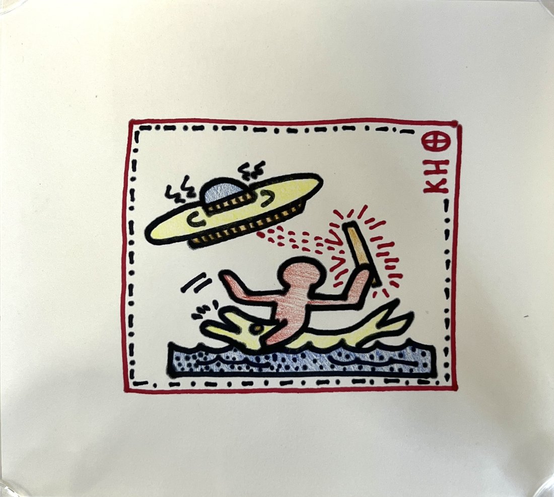Keith Haring Drawing. Marker Signed. (1 of 2)