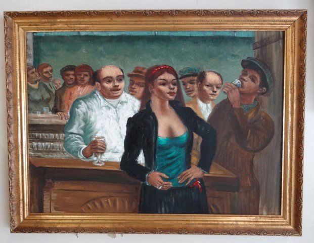 Albert Pels; Oil painting signed: Oil on canvas, Horse's Tail - Bar and Pickup signed l.r.; 19in. X 26.5in.