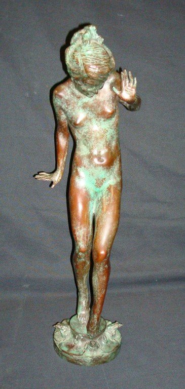 Harriet Frishmuth; bronze fountain signed: Bronze fountain "Playdays". Signed Harriet W. Frishmuth. Copyrighted and dated 1925 22.5 in. H.