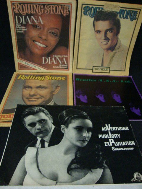 Rolling Stones Magazines - Beatles (USA) Ltd. Fan Club : Lot includes three (3) Rolling Stone Magazines dates August 11, 1977, September 22, 1977 and March 22, 1979 with covers for Diana Ross, Elvis, and Johnny Carson; a Beatles (USA) Ltd. Fan Club designed