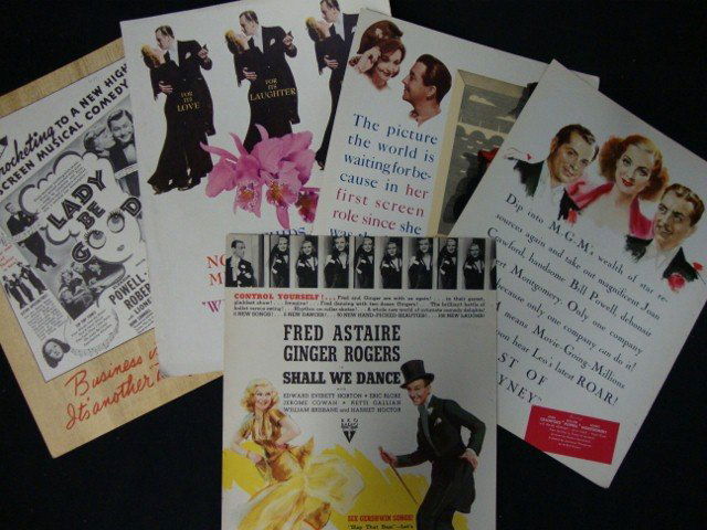 Five Movie Advertising Heralds - MGM & RKO: Represented are: Lady Be Good with Eleanor Powell, Ann Sothern, and Robert Young; The Last of Mrs. Cheyney with Joan Crawford, William Powell and Robert Montgomery; Waterloo Bridge with Vivien Leigh a