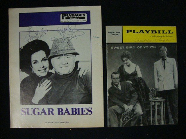 Signed Programs. Rooney. Miller. Page: Mickey Rooney and Anne Miller signed Sugar Babies Program. In ink Hi Ann Mille and Peace Mickey Rooney Geraldine Page signed Sweet Bird of Youth program with Paul Newman on the cover with Geraldine Pa