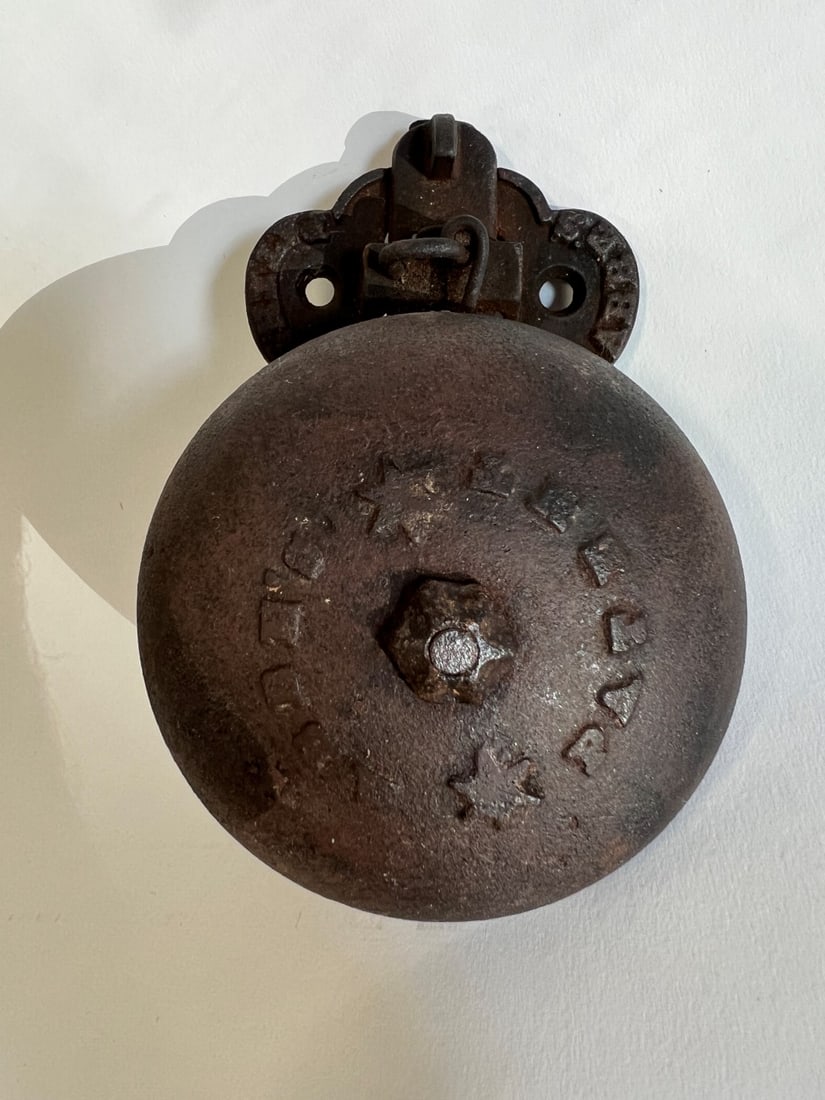 Cast Iron Abbe's Patented Bell: For Boxing and Door as well as Trolley. Patent date at the back side PAT JULY (date difficult to discern) 6"H 4"W